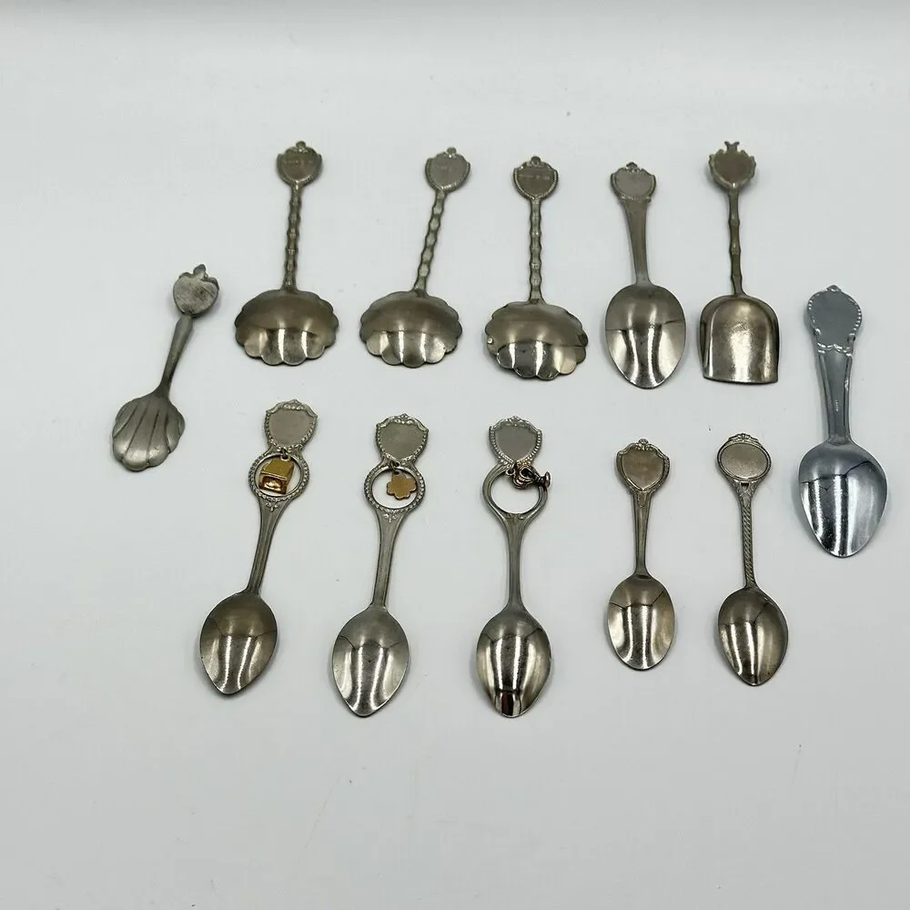 Lot of 12 Collector Souvenir Spoons US Vegas, GA, Key Largo, TX,‎ CA, FL, Jekyll